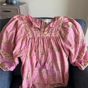 Cleobella Pink Bohemian Blouse with Tassels brand new